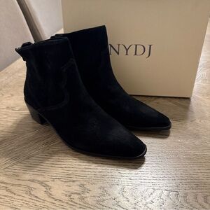 NYDJ Boots Womens Blondee Black Suede Western Boot Size 8